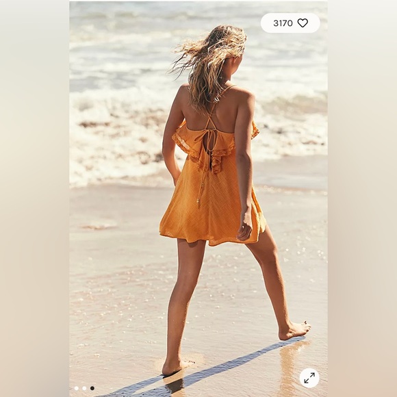 Free People Love Forever Mini Dress. Small. Golden Pollen color - Picture 2 of 13